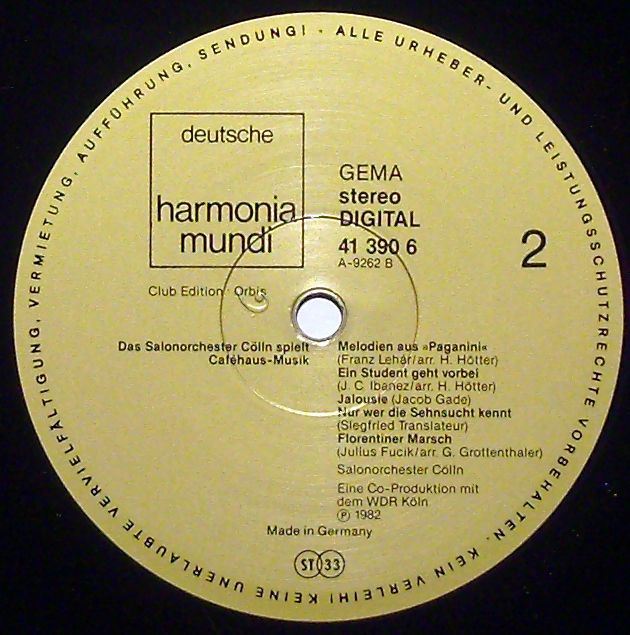 Deutsche Harmonia Mundi 1C 067 1999471 - Das Salonorchester Cöll - Image 3