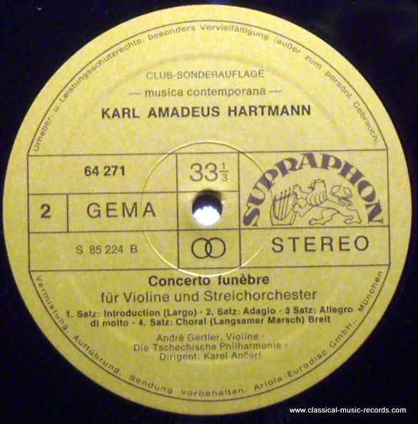 Supraphon 64 271 - Paul Hindemith, Karl Amadeus Hartmann, The Cz - Image 3