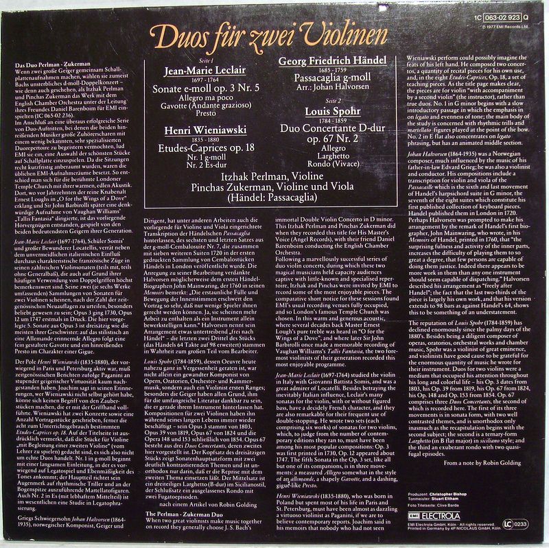 Die Stimme Seines Herrn 1 C 063-02 923 Q - Itzhak Perlman, Pinch - Image 2