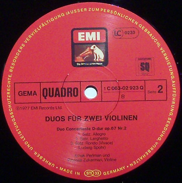 Die Stimme Seines Herrn 1 C 063-02 923 Q - Itzhak Perlman, Pinch - Image 3