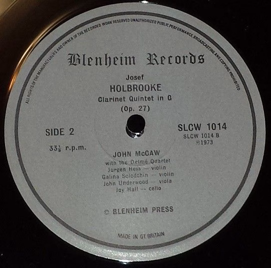 Blenheim Records SLCW 1014 - Joseph Holbrooke - Piano Quartet, C - Image 4