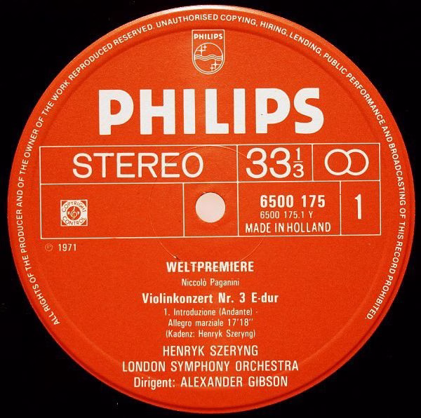 Philips 6500 175 - Niccolò Paganini, Henryk Szeryng, London Symp - Image 4