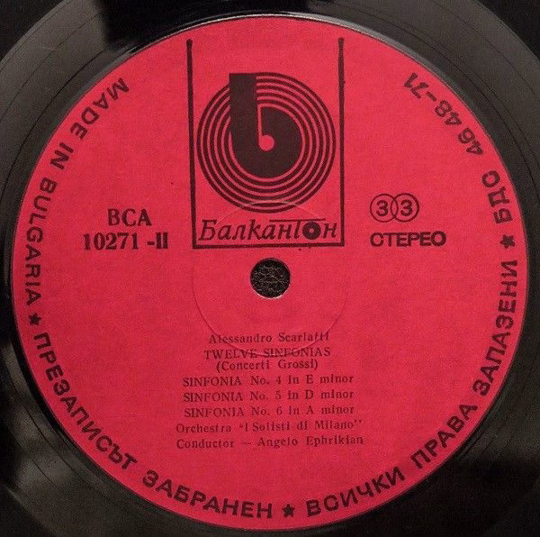 Balcanton ВСА 10271/72 - Alessandro Scarlatti, I Solisti Di Mila - Image 4