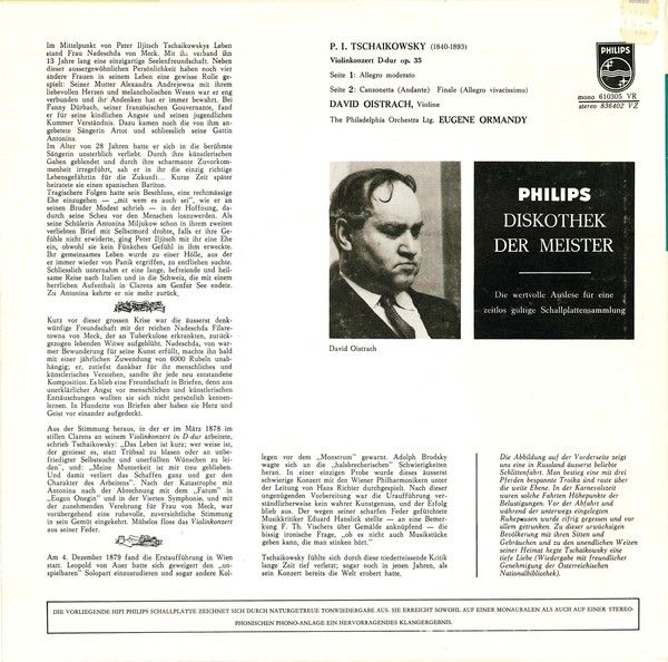 Philips 610305 VR - Pyotr Ilyich Tchaikovsky, David Oistrach, Th - Image 2
