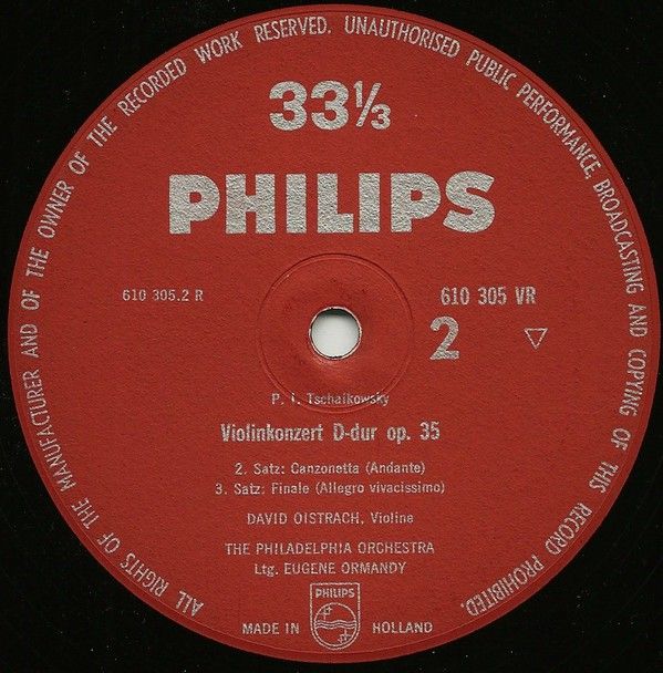 Philips 610305 VR - Pyotr Ilyich Tchaikovsky, David Oistrach, Th - Image 4