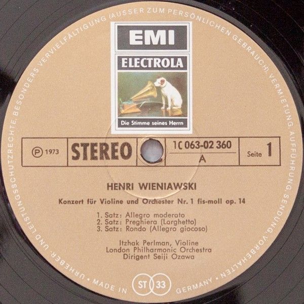 EMI Electrola 1C 063-02 360 - Henryk Wieniawski, Itzhak Perlman, - Image 3