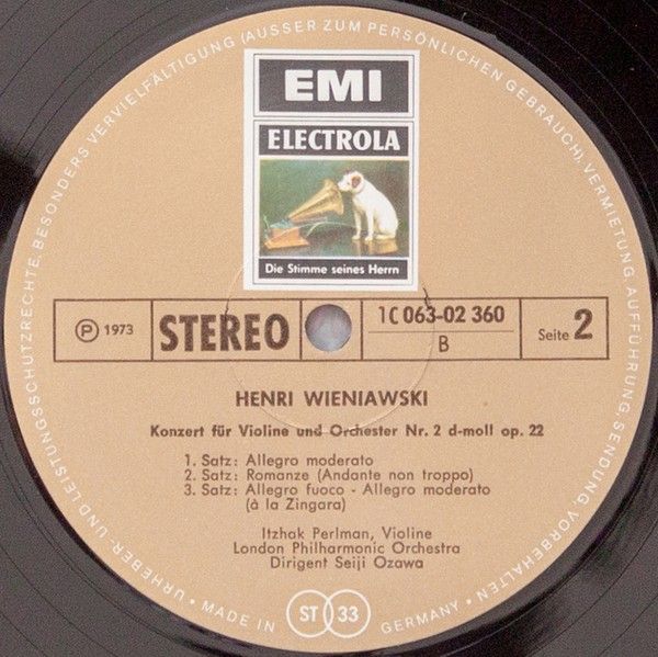 EMI Electrola 1C 063-02 360 - Henryk Wieniawski, Itzhak Perlman, - Image 4