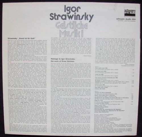 Schwann AMS Studio schwann studio 604 - Igor Stravinsky, John Al - Image 2