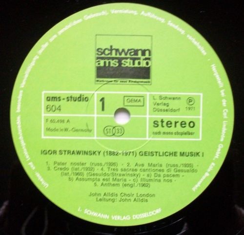 Schwann AMS Studio schwann studio 604 - Igor Stravinsky, John Al - Image 3
