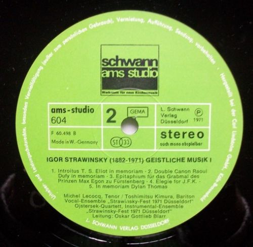 Schwann AMS Studio schwann studio 604 - Igor Stravinsky, John Al - Image 4