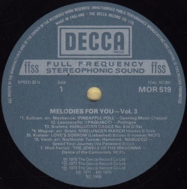 DECCA MOR 519 - Various - Melodies For You Vol.3 - Image 3