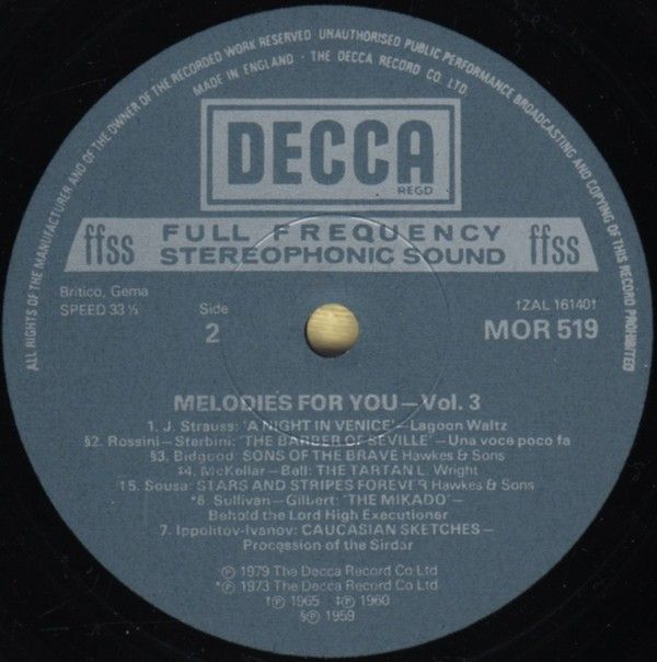 DECCA MOR 519 - Various - Melodies For You Vol.3 - Image 4