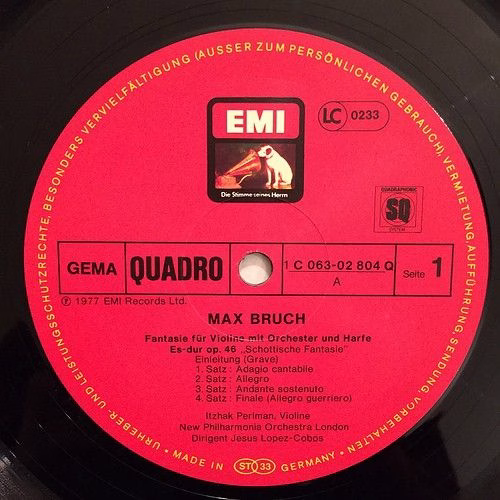 His Master's Voice 1 C 063-02 804 Q - Max Bruch, Itzhak Perlman, - Image 3