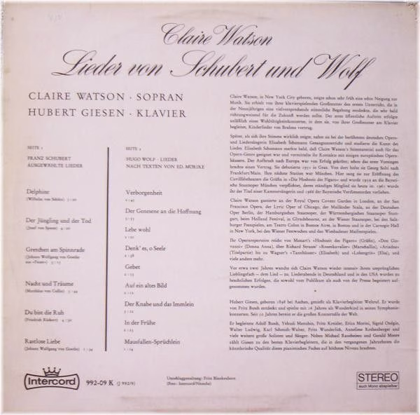 Intercord 992-09 K (J 992/9) - Claire Watson, Hubert Giesen - Li - Image 2