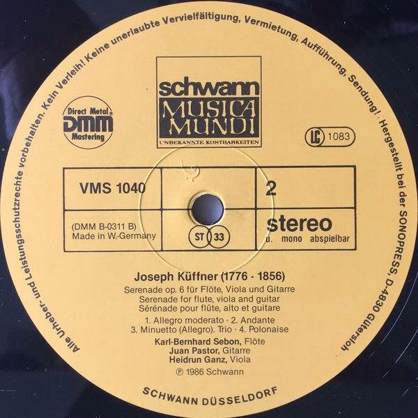 Schwann Musica Mundi VMS 1040 - Joseph Küffner, Kaspar Kummer, J - Image 4