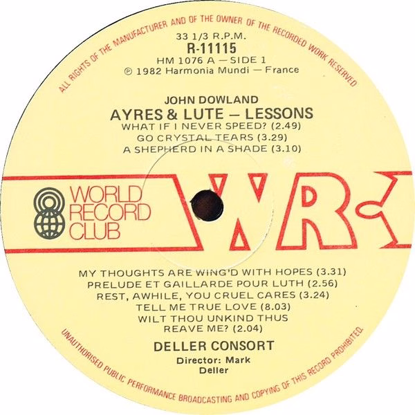World Record Club R-11115 - John Dowland, Deller Consort, Mark D - Image 3