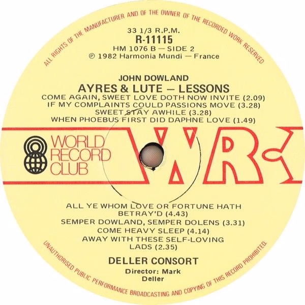 World Record Club R-11115 - John Dowland, Deller Consort, Mark D - Image 4