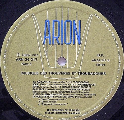 ARION ARN 34217 - Les Musiciens De Provence - Musique Des Trouvè - Image 4