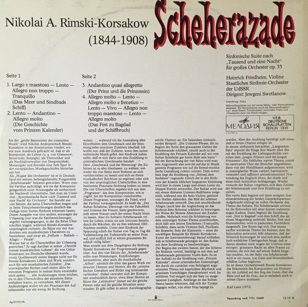 Melodia Eterna 8 26 241 - Nikolai Rimsky-Korsakov - Scheherazade - Image 2