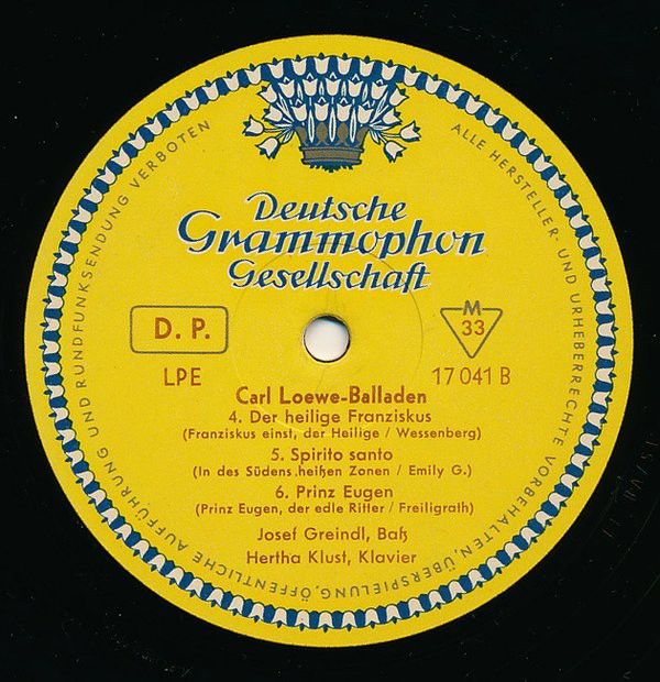 Deutsche Grammophon LPE 17041 - Carl Loewe, Josef Greindl, Herth - Image 4