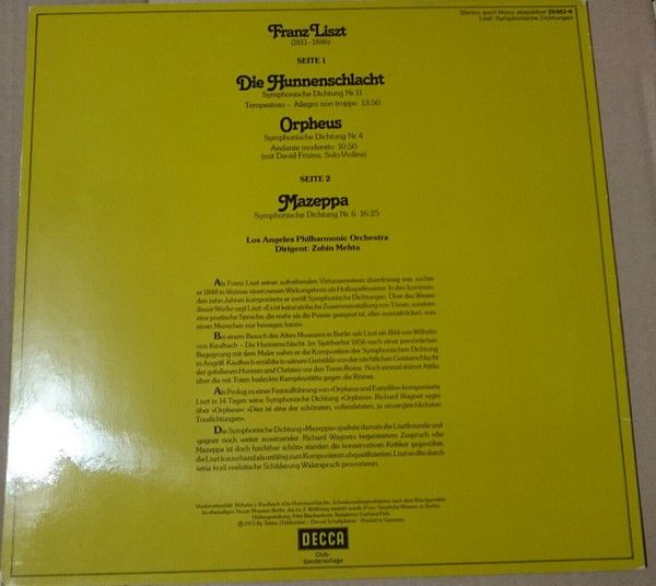 DECCA 29 562-6 - Franz Liszt, Los Angeles Philharmonic Orchestra - Image 2