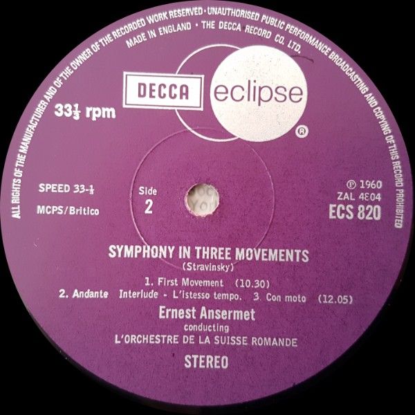 DECCA ECS 820 - Igor Stravinsky, L'Orchestre De La Suisse Romand - Image 4