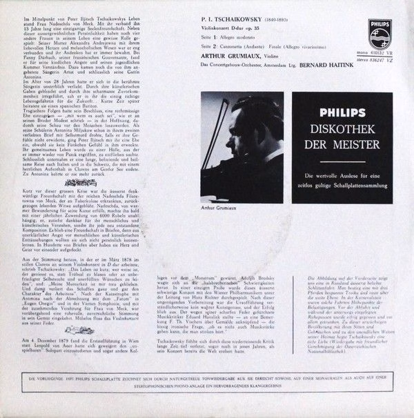 Philips 610 132 - Pyotr Ilyich Tchaikovsky, Arthur Grumiaux, Con - Image 2