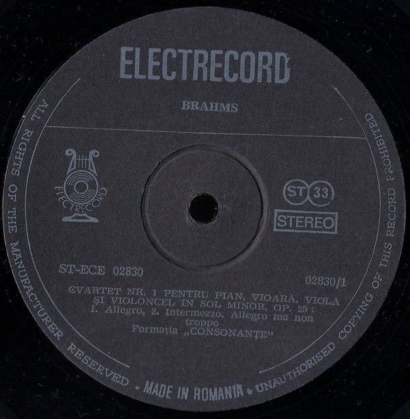 Electrecord ST-ECE 02830 - Johannes Brahms - Quartet No. 1 For P - Image 3