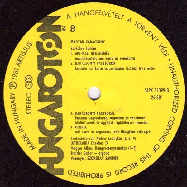 Hungaroton SLPX 12399 - Sándor Szokolay - Magyar Karácsony - Image 3