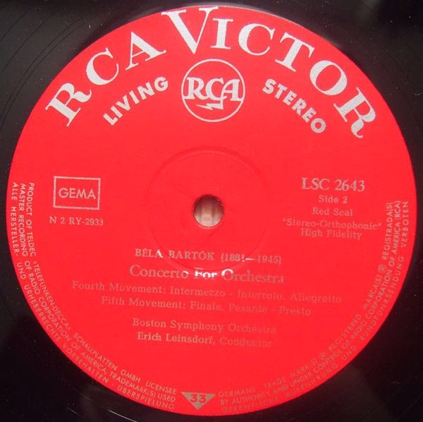 RCA Victor Red Seal LSC-2643 - Béla Bartók, Boston Symphony Orch - Image 4