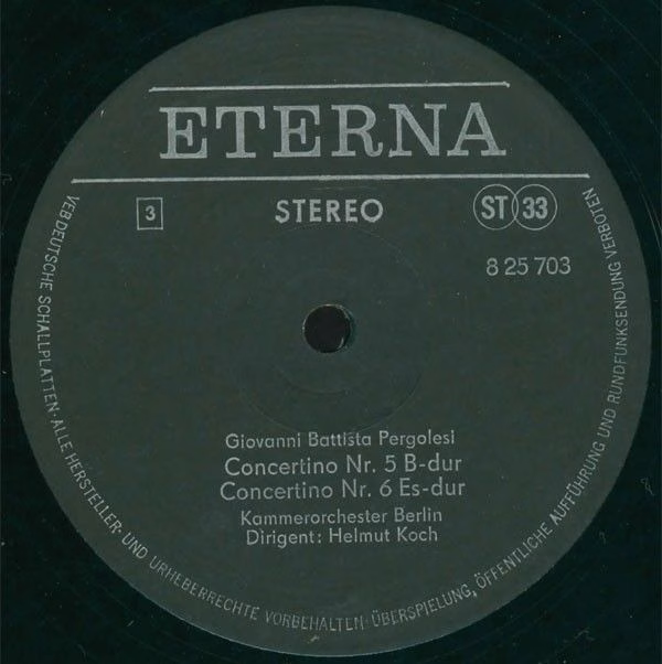 Eterna 8 25 702-703 - Giovanni Battista Pergolesi, Helmut Koch, - Image 4