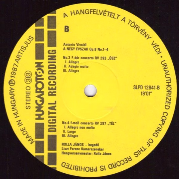 Hungaroton SLPD 12841 - Antonio Vivaldi, Liszt Ferenc Chamber Or - Image 3