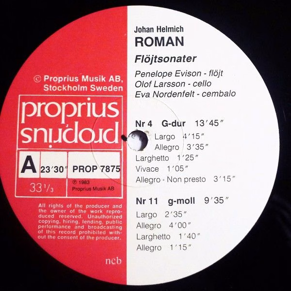 Proprius PROP 7875 - Johan Helmich Roman, Penelope Evison, Olof - Image 3