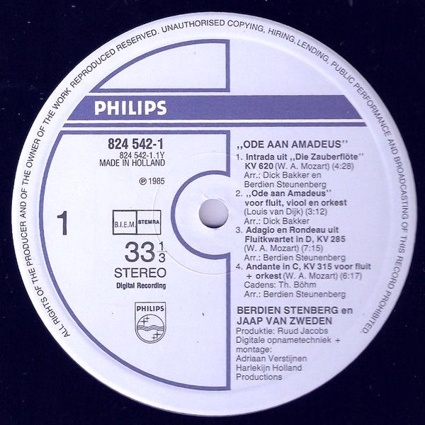 Philips 824 542-1 - Berdien Stenberg, Jaap van Zweden - Ode Aan - Image 3