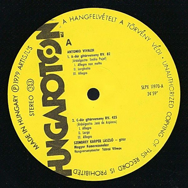 Hungaroton SLPX 11970 - Antonio Vivaldi, László Szendrey Karper, - Image 3