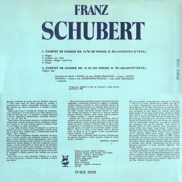Electrecord ST-ECE 02335 - Franz Schubert, Cvartetul Voces - Qua - Image 2