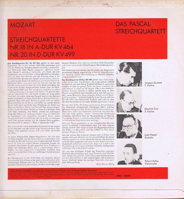 Concert Hall SMS-2459 - Wolfgang Amadeus Mozart, Quatuor Pascal - Image 2