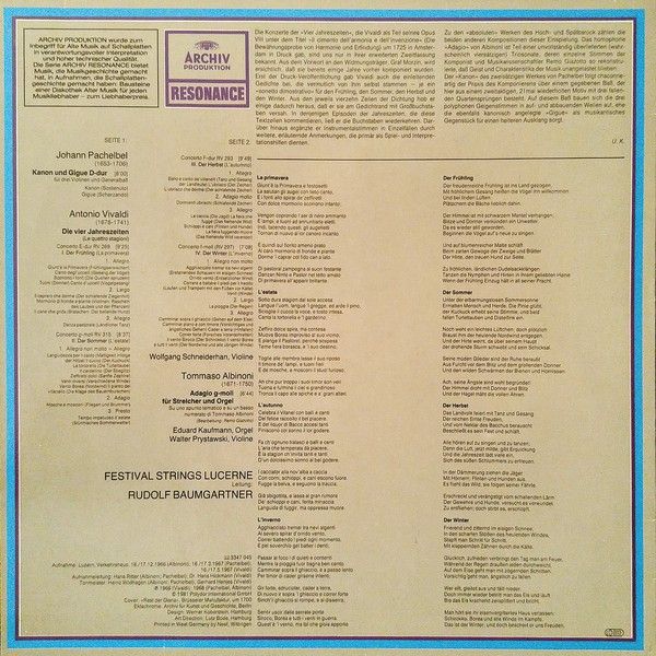 Archiv Produktion 2547 045 - Johann Pachelbel, Antonio Vivaldi, - Image 2