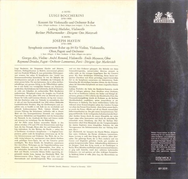 HELIODOR 89 509 - Luigi Boccherini, Joseph Haydn, Ludwig Hoelsch - Image 2