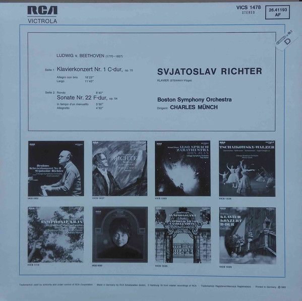RCA Victrola VICS 1478 - Ludwig van Beethoven, Sviatoslav Richte - Image 2