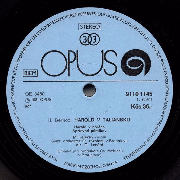 Opus 9110 1145 - Hector Berlioz, Milan Telecký, Slovak Radio Sym - Image 3