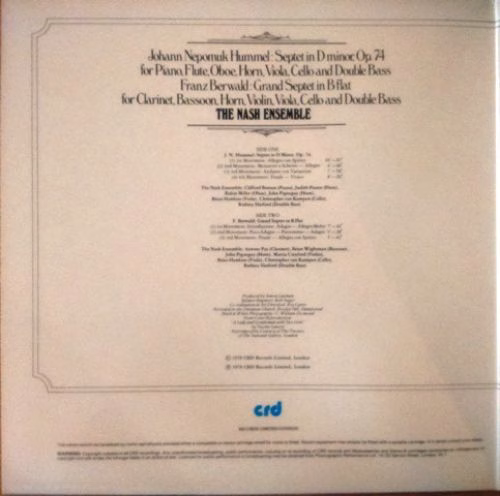CRD Records CRD 1044 - Johann Nepomuk Hummel, Franz Berwald, The - Image 2