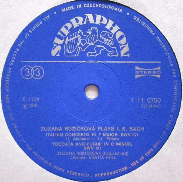 Supraphon 1 11 0750 - Zuzana Růžičková, Johann Sebastian Bach - - Image 4