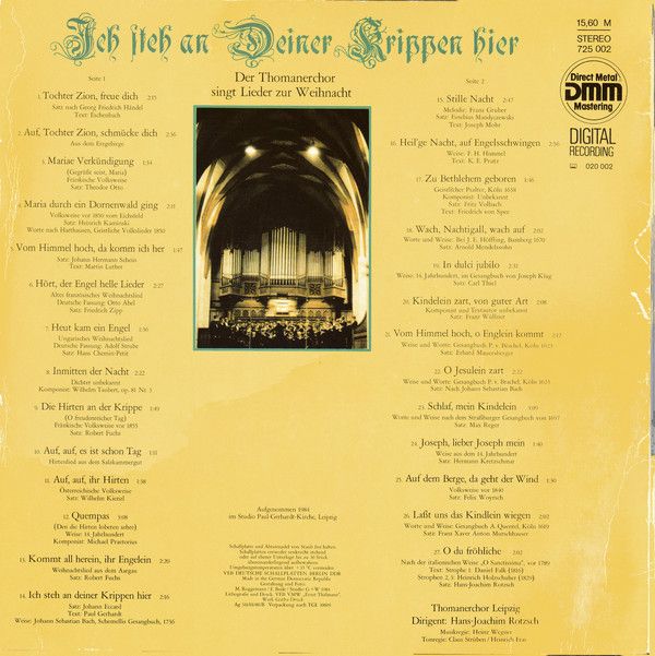 Eterna 7 25 002 - Thomanerchor, Hans-Joachim Rotzsch - Ich Steh - Image 2