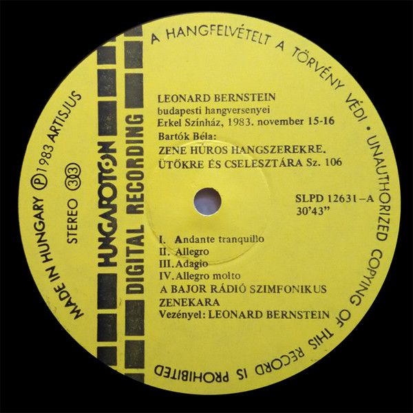 Hungaroton SLPD 12631 - Béla Bartók, Leonard Bernstein, Symphoni - Image 3