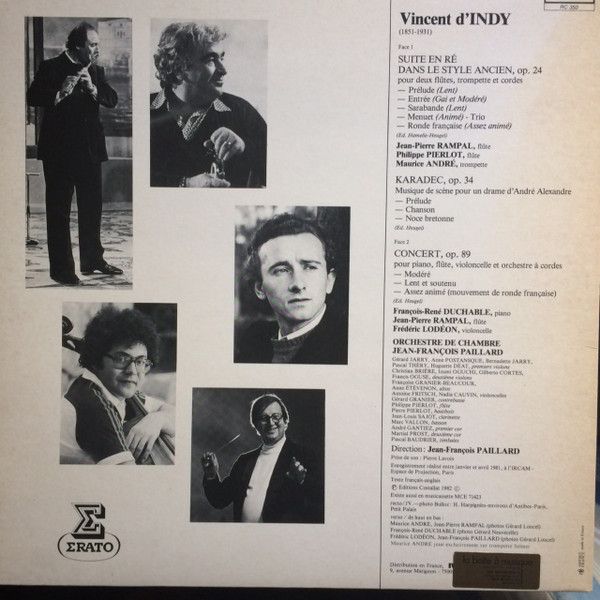 Erato STU 71423 - Vincent d'Indy, Jean-Pierre Rampal, Maurice An - Image 2