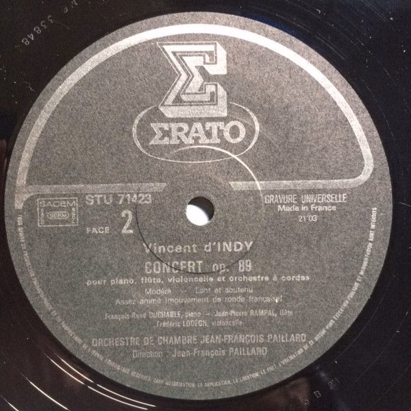 Erato STU 71423 - Vincent d'Indy, Jean-Pierre Rampal, Maurice An - Image 4