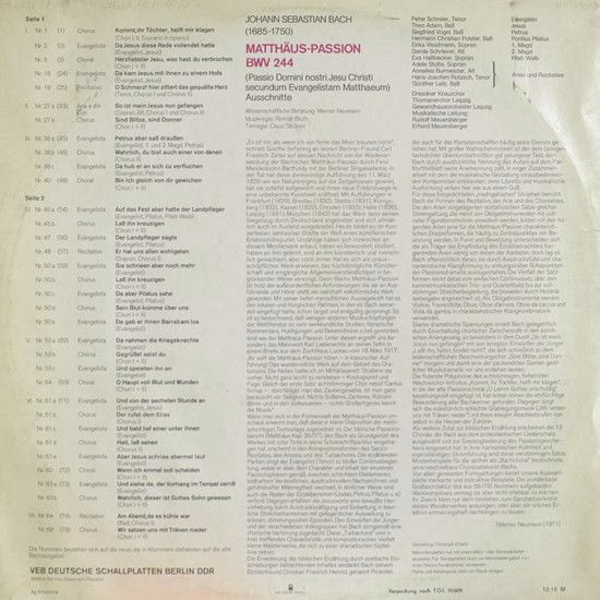 Eterna 8 26 145 - Johann Sebastian Bach, Peter Schreier, Theo Ad - Image 2