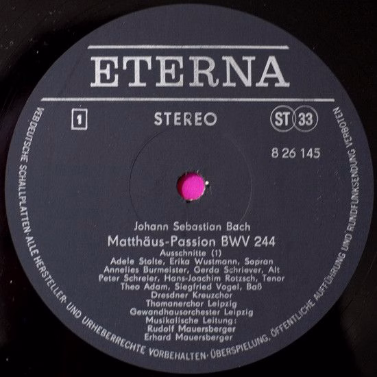 Eterna 8 26 145 - Johann Sebastian Bach, Peter Schreier, Theo Ad - Image 3