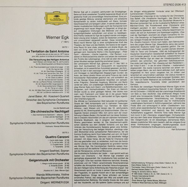 Deutsche Grammophon 2536 413 - Werner Egk - La Tentation De Sain - Image 2